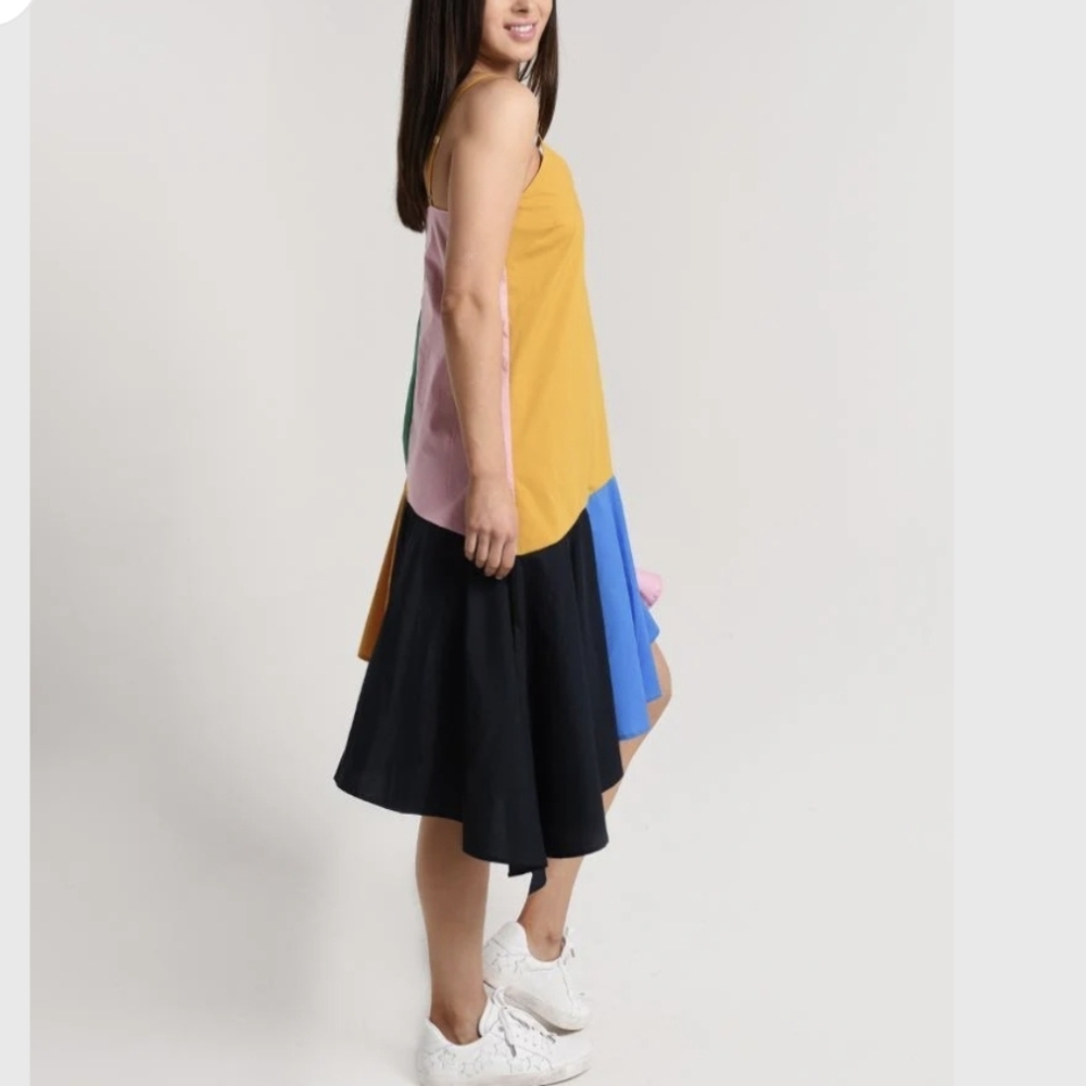 English Factory Slip Mini Dress Asymetrical  Colorblock S - Picture 2 of 8